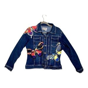 Y2K AMI Denim Butterfly Jean Jacket Feminine Bohemian Medium